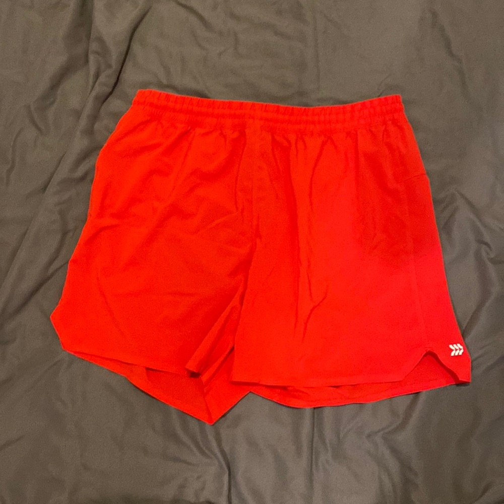 Mens red running shorts
